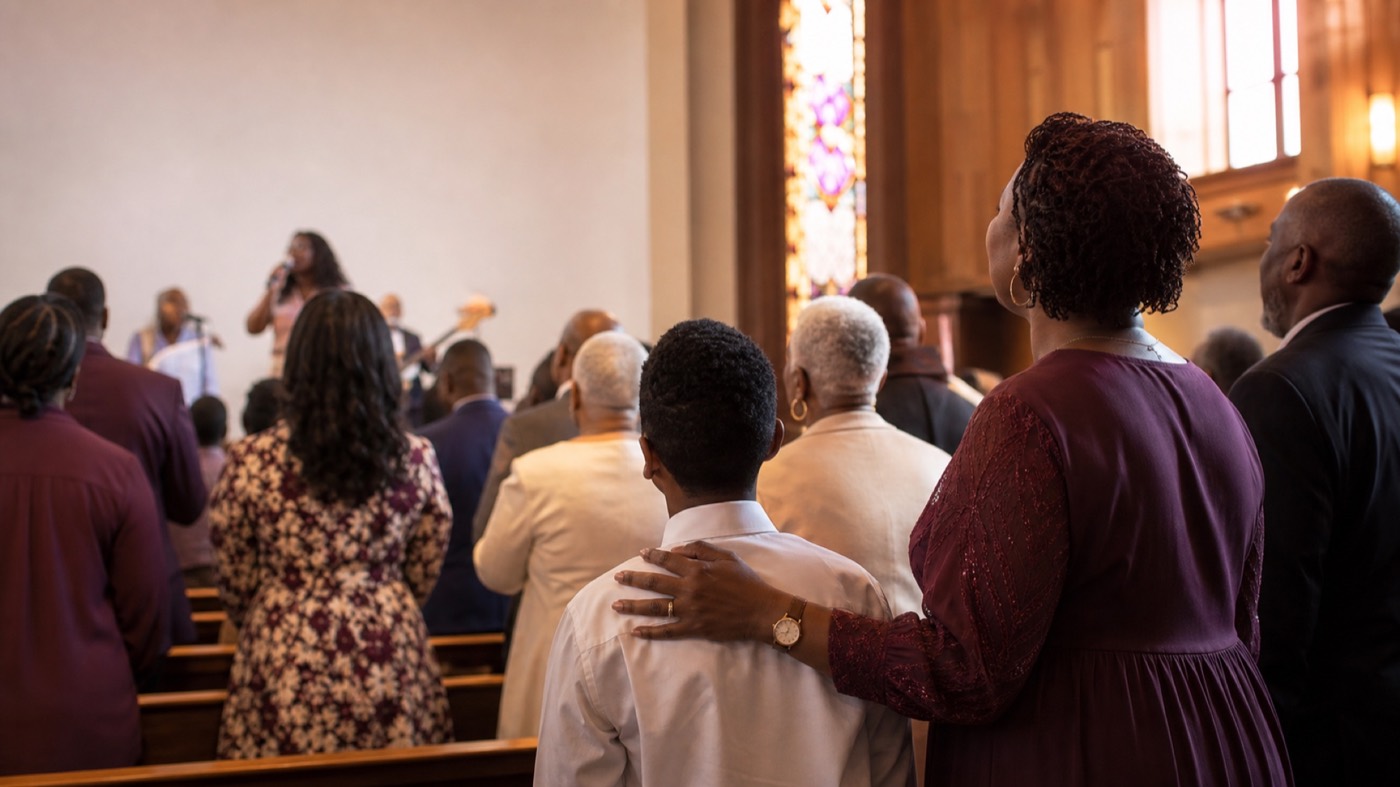 A multigenerational congregation worshipping together